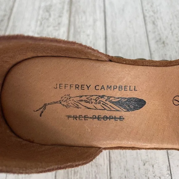 Jeffrey Campbell x Free People Brown Suede Studded Wooden Heel Clog Sandal - Picture 8 of 10